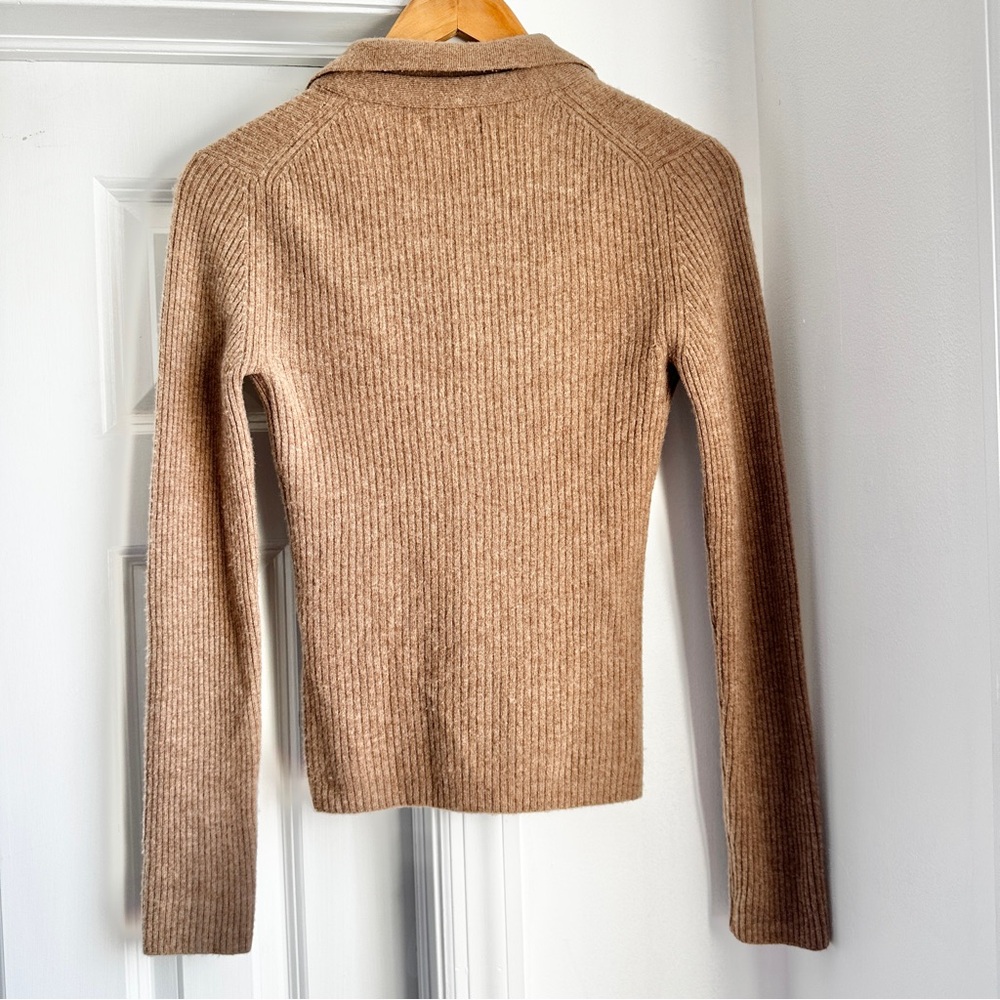 NAADAM Tan Ribbed Button-Up Cardigan - Picture 6 of 9